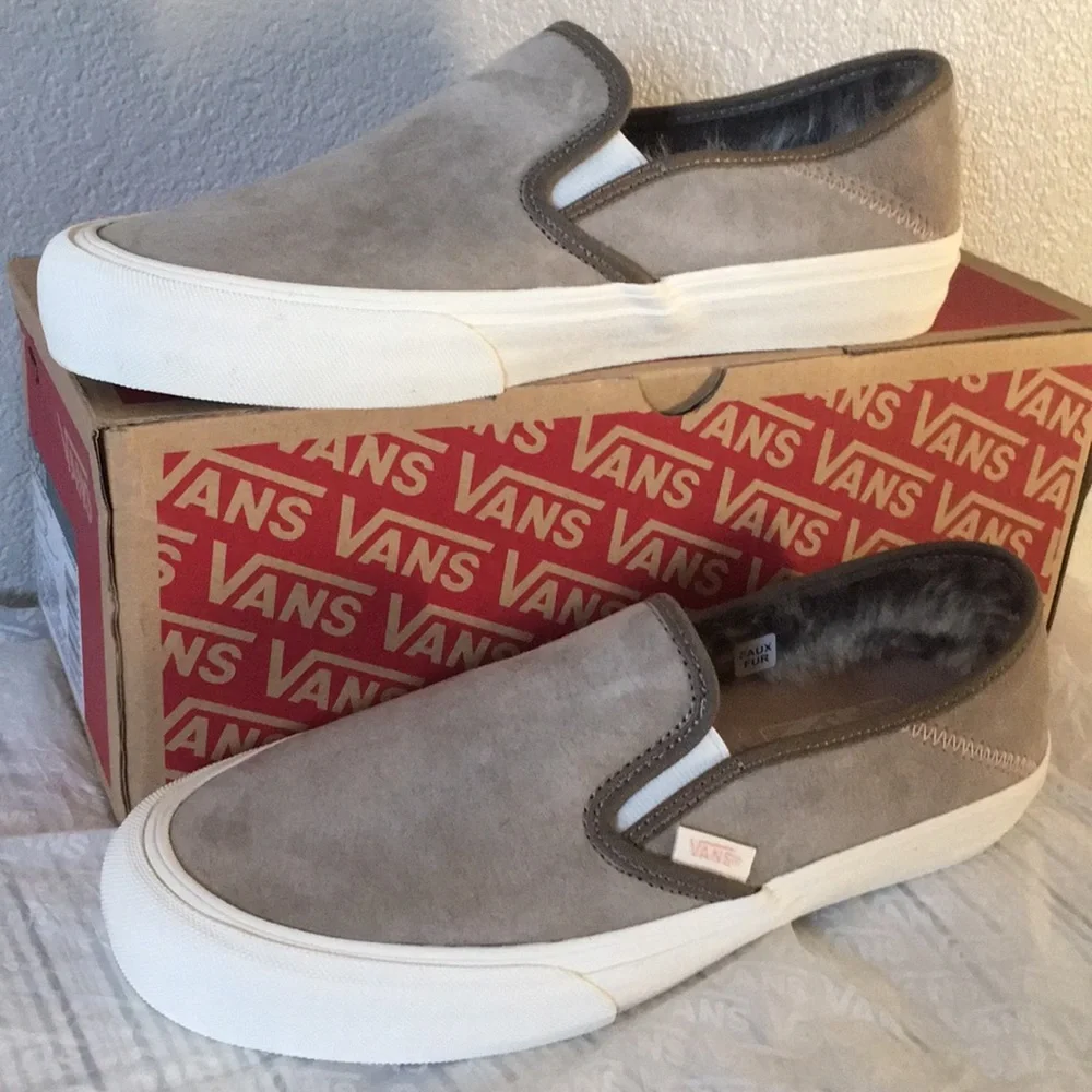 Vans Wolf Pack Slip-on Sf Desert Taupe Suede White UltraCush Faux Fur Women's 8 - Picture 2 of 2